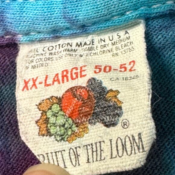 Vintage 80s Tie Dye Single Stitch T-Shirt Fruit of the Loom USA Made XX-Large - Picture 6 of 10